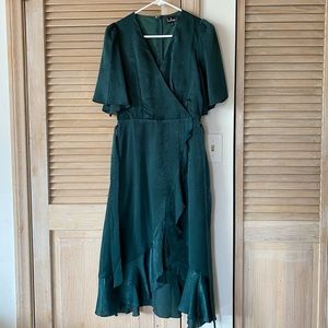 Lulus Green Faux Wrap Dress